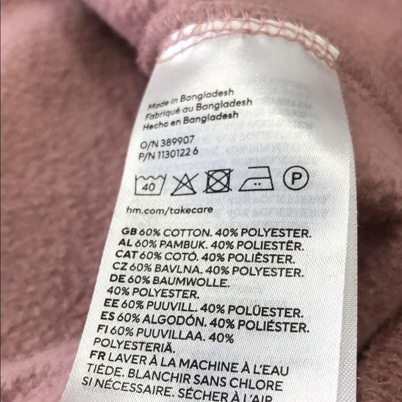 H&M Dusty Pink Sweatshirt | Size Medium | Drop Shoulder Casual Pullover - Picture 10 of 10